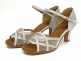 Glitter Ballroom Dance Shoes Women Latin Salsa Shoes Gray Soft Sole