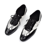 Men's Latin Modern Shoes Black and Snake Texture PU Shoes For Ballroom Dancing Soft Bottom