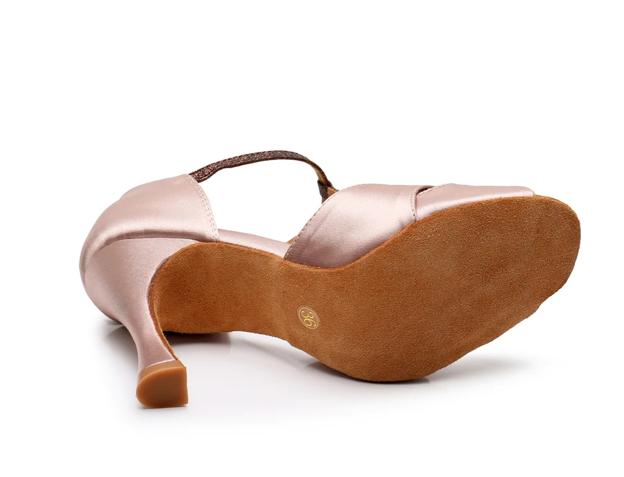 Women Pink Dance Shoes Customized Heel Latin Ballroom Tango Salsa Dancing Shoes