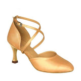 Woman Modern Dancing Shoes 7cm Heel Height Satin Pointed Toe Ballroom Latin Salsa Dance Shoes