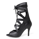 Custom Professional Latin Dance Shoes For Women Satin Flower Ballroom Salsa Tango Dance Boots