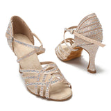 Women's Latin Dance Shoes Tango Ballroom Dancing Shoes Lady Girls Sandals Rhinestone Wedding High Heels 5CM-10CM