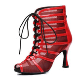 Latin Dance Shoes Women High Heels Ballroom Tango Peep Toes Party Dancing Shoes Soft Soles