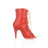 Red PU Women Dance Shoes Bootie Zipper Peep Toe Latin Ballroom Tango Salsa Dancing Boots