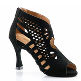 Women's Flock Customized Heel Latin Boots Salsa Ballroom Dance Shoes