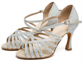 Women Rhinestone Latin Ballroom Dance Shoes For Girls Soft Bottom Bachata Salsa Gold Silver Dancing Shoes