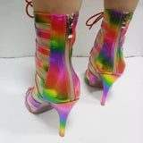 New Latin Dance Boots Ladies PU Salsa Tango Soft Indoor Professional Rainbow Ballroom Dance Shoes For Women