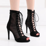 Women Flannel Latin Ballroom Dance Shoes for Girls High Heel Bachata Salsa Sandals Woman Lace Up Jazz Mdern Dance Shoes Boots