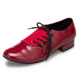 PU Flock Men Latin Dance Shoes Ballroom Shoes Salsa Tango Red Black Men's Dance shoes