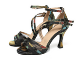Women Flower Latin Ballroom Dance Shoes Female Soft Bottom Bachata Salsa Dancing Shoes for Girls High Heel