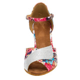 Salsa Shoes for Dance Women Latin Ballroom Dancing Shoes Ladies Satin Glitter Soft Sole Flower