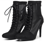 Women Closed Toe Black Latin Dance Shoes for Gilrs Soft Bottom Ballroom Salsa Dancing Boots High Heel