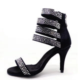 Latin Dancing Shoes Salsa 8.5cm Heel Height Satin Ballroom Rhinestone Dance Shoes For Women