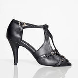 Black PU Latin Dance Shoes Adult Women's Ballroom Soft Outsole Dance Shoes