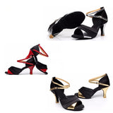 Satin Latin Salsa Dance Shoes Women Tango Ballroom Dancing Shoes Soft Sole Customized Heels