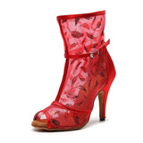 New Latin Dance Shoes For Dancing Women Jazz Salsa Dancing Ladies Boots Mesh High Heels