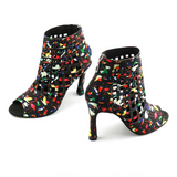 Multicolor Women Latin Dance Boots Peep Toe Ballroom Salsa Tango Dancing Shoes