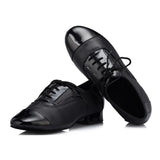 Men Latin Dance Shoes Soft Outsole Lace Up Ballroom Tango Dance Shoes Sneakers Low Square Black