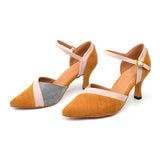 Dance Shoes Women Latin Flannel Ballroom Dancing Shoes For Women Brown Red Blue Salsa Pointed Modern Shoes Dance