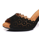 Flock Latin Ballroom Salsa Dance Shoes For Women Girls Ladies Hollow Out Dancing Shoes Heels