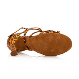 PU Latin Dance Shoes For Women Leopard Teaching Tango Salsa Shoes