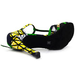 Women Professional Green High Heel Soft Outsole Satin Salsa Ballroom Latin Dance Shoes for Ladies