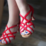 Salsa Latin Dance Shoes For Women Soft Sole Red Ballroom Tango Dancing Shoes