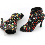 Multicolor Women Latin Dance Boots Peep Toe Ballroom Salsa Tango Dancing Shoes
