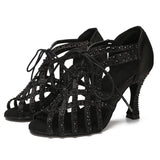 Indoor Rhinestone Dance Shoes Tango Latin Salsa Rumba Samba Soft Sole Women Sandals Ladies High Heels