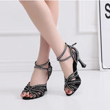 Girls Satin Latin Ballroom Dance Shoes Black Pink Babacha Salsa Shoes Soft Bottom Waltz Dance Sandals