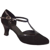 Black Women's Latin Ballroom Salsa Shoes Flock PU High Quality Modern Dancing Shoes Buckle