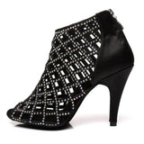 <transcy>Mujer Botas de baile latino de salón Tango Salsa Zapatos de rendimiento Suela de goma personalizada aceptada</transcy>