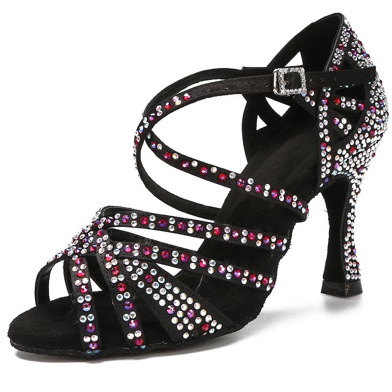 Fashion Latin Dance Shoes Salsa Rumba Samba Ballroom Party Ladies High Heels Rhinestone Women Sandals
