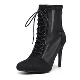 Women Closed Toe Black Latin Dance Shoes for Gilrs Soft Bottom Ballroom Salsa Dancing Boots High Heel