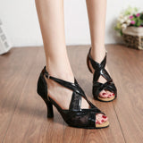 PU Mesh Latin Ballroom Dance Shoes Women Ladies Suede Sole Salsa Dancing Shoes
