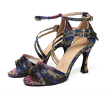 Women Flower Latin Ballroom Dance Shoes Female Soft Bottom Bachata Salsa Dancing Shoes for Girls High Heel