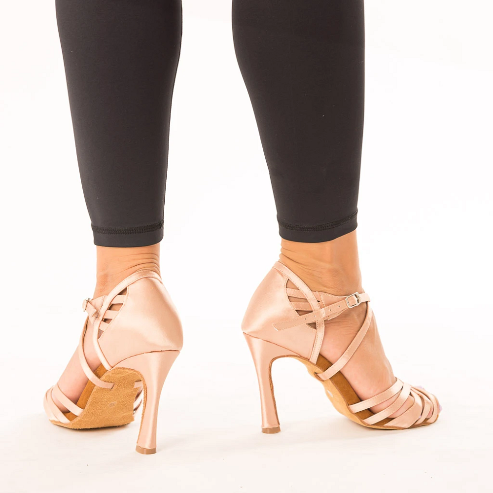 Champagne Latin Ballroom Salsa Dance Shoes For Women Customized Heel