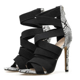 Women Party Sandals Dance Boots Black High Heel Elastic Band Latin Salsa Ballroom Dance Shoes