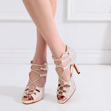 <transcy>Zapatos de baile latino para mujer, zapatos de baile de salón de Salsa, zapatos de tacón alto para niñas, sandalias de verano con diamantes de imitación, botas</transcy>
