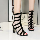 Professional Latin Ballroom Dance Shoes Boots For Women Girls Flock Mesh Dancing Shoes