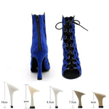 Latin Dance Boots Ladies Girls Women Salsa Tango Indoor Sports Ballroom Dancing Shoes Blue