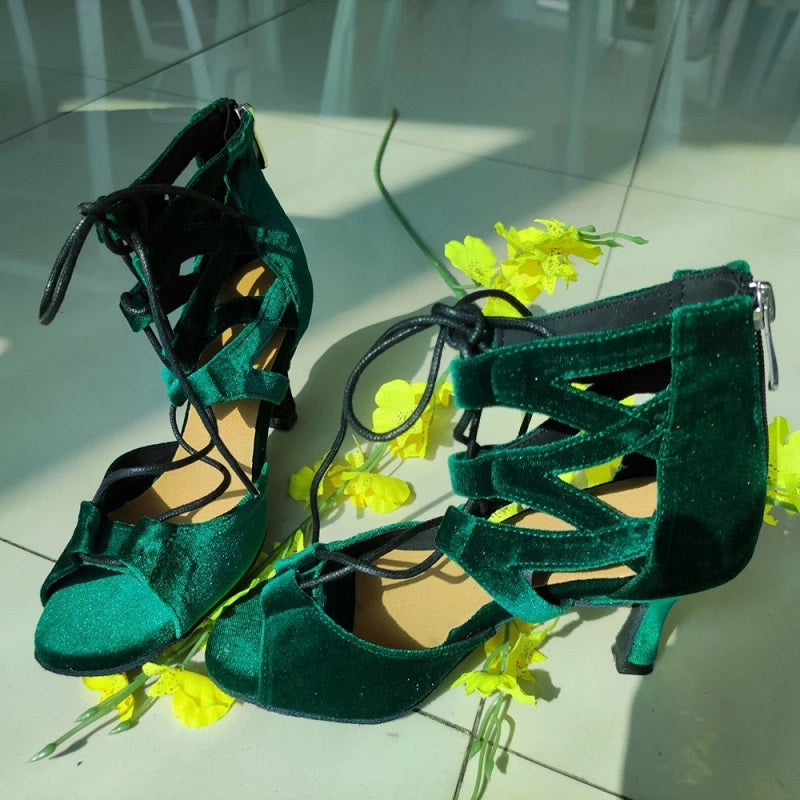 Latin Dance Shoes For Women Yellow Salsa Dance Shoes 8.5cm High Heel Women's Ballroom Dance Sandals