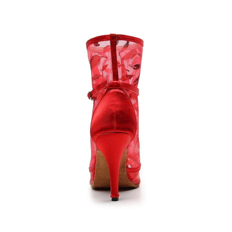 New Latin Dance Shoes For Dancing Women Jazz Salsa Dancing Ladies Boots Mesh High Heels