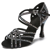 Latin Dancing Shoes For Women Tango Salsa Rumba Samba Ballroom Party Ladies Dance Heels Soft Sole Black Women Sandals