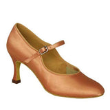 Latin Shoes Tan Satin Custom Heel Ballroom Dance Shoes For Ladies Women Salsa Modern Shoes