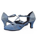 Blue Custom Heel Latin Salsa Ballroom Dance Shoes Tango Modern Shoes For Women