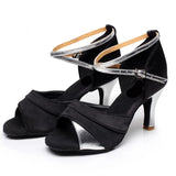 Satin Latin Salsa Dance Shoes Women Tango Ballroom Dancing Shoes Soft Sole Customized Heels