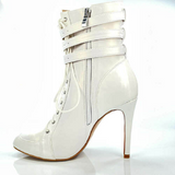 PU White Latin Dance Shoes Custom High Heel Black Close Toe Lace Up Boots Ballroom Tango Dance Boots
