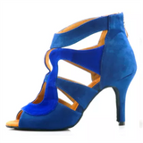 Blue Women Latin Dance Shoes Booties