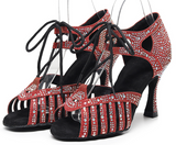 Glitter Latin Ballroom Tango Dance Shoes Rhinestone Salsa Dancing Shoes For Wedding Lace Up Shoes